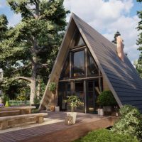 Дом в стиле A-frame (дом шалаш). Строительная площадь 107 мкв.